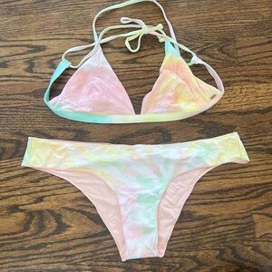 Rip curl tie dye pink and white bikini